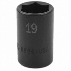 SK - Impact Socket - 3/8"DR 6PT 19MM SEMI-DEEP IMPACT SOCKET - Exact Tool & Supply