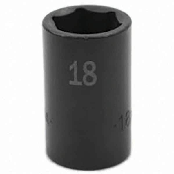 SK - Impact Socket - 3/8"DR 6PT 18MM SEMI-DEEP IMPACT SOCKET - Exact Tool & Supply