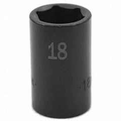 SK - Impact Socket - 3/8"DR 6PT 18MM SEMI-DEEP IMPACT SOCKET - Exact Tool & Supply