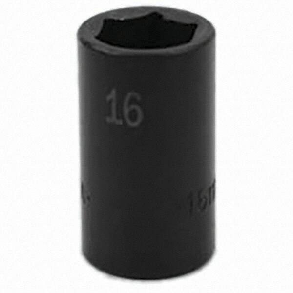 SK - Impact Socket - 3/8"DR 6PT 16MM SEMI-DEEP IMPACT SOCKET - Exact Tool & Supply