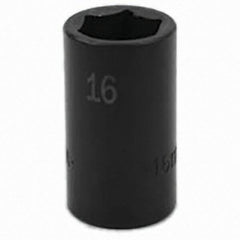 SK - Impact Socket - 3/8"DR 6PT 16MM SEMI-DEEP IMPACT SOCKET - Exact Tool & Supply