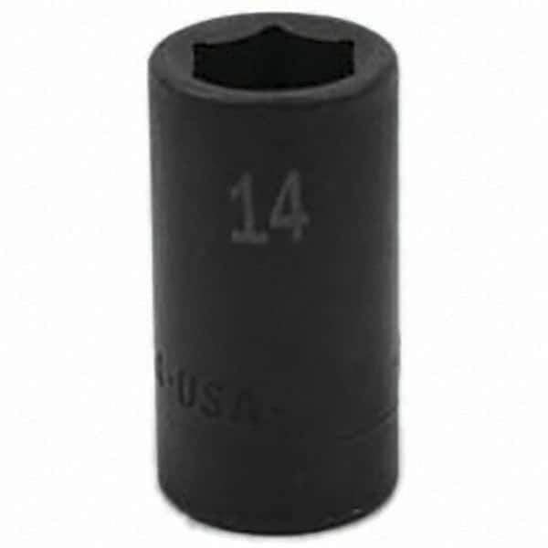 SK - Impact Socket - 3/8"DR 6PT 14MM SEMI-DEEP IMPACT SOCKET - Exact Tool & Supply