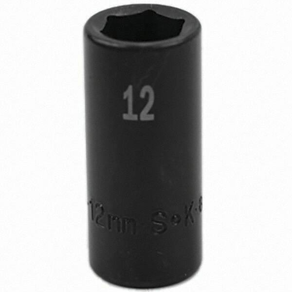 SK - Impact Socket - 3/8"DR 6PT 12MM SEMI-DEEP IMPACT SOCKET - Exact Tool & Supply