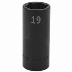 SK - Impact Socket - 3/8"DR 19MM DEEP IMPACT SOCKET - Exact Tool & Supply