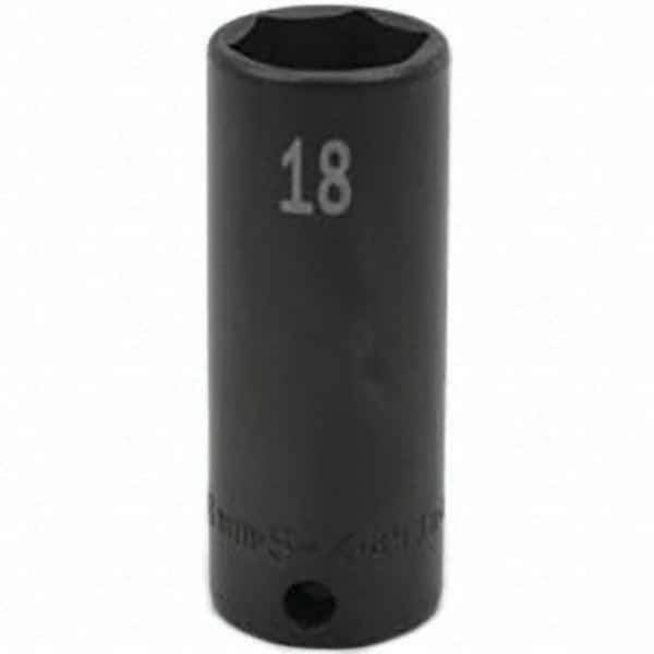SK - Impact Socket - 3/8"DR 18MM DEEP IMPACT SOCKET - Exact Tool & Supply