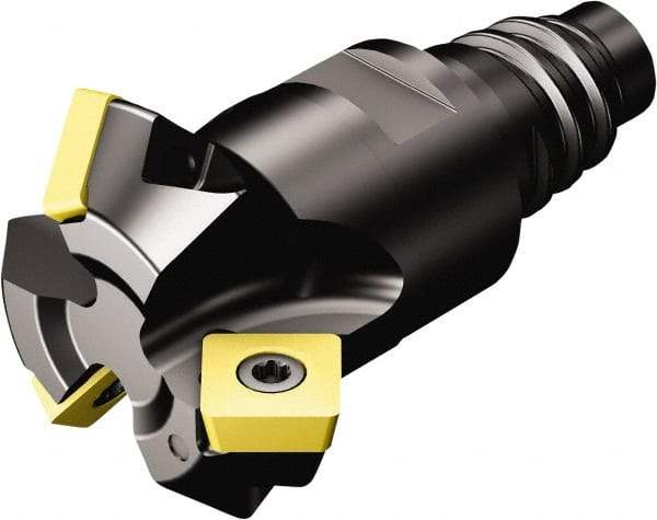 Sandvik Coromant - 12mm Cut Diam, 15.5mm Arbor Hole, 5.47mm Max Depth of Cut, 45° Indexable Chamfer & Angle Face Mill - 1 Insert, 495-09T3M-XL Insert, Right Hand Cut, Through Coolant, Series CoroMill 495 - Exact Tool & Supply