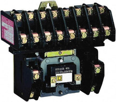Square D - No Enclosure, 10 Pole, Electrically Held Lighting Contactor - 20 A (Tungsten), 30 A (Fluorescent), 277 VAC at 60 Hz, 10NO Contact Configuration - Exact Tool & Supply