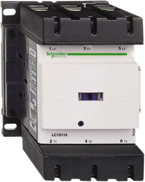Schneider Electric - 3 Pole, 220 Coil VAC at 50/60 Hz, 150 Amp at 440 VAC, Nonreversible IEC Contactor - Bureau Veritas, CCC, CSA, CSA C22.2 No. 14, DNV, EN/IEC 60947-4-1, EN/IEC 60947-5-1, GL, GOST, LROS, RINA, RoHS Compliant, UL 508, UL Listed - Exact Tool & Supply