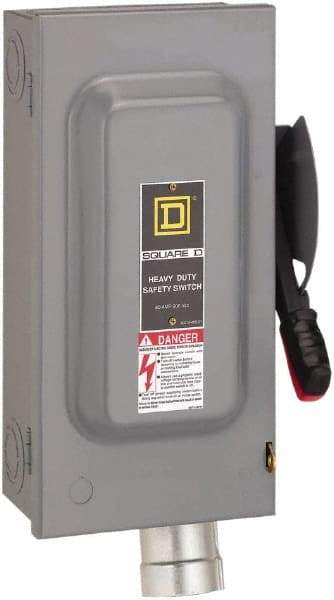 Square D - 60 Amp, 600 VAC, 3 Pole Fused Safety Switch - NEMA 12, 50 hp at 600 VAC (Triple Phase) - Exact Tool & Supply