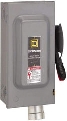 Square D - 60 Amp, 600 VAC, 3 Pole Fused Safety Switch - NEMA 12, 50 hp at 600 VAC (Triple Phase) - Exact Tool & Supply