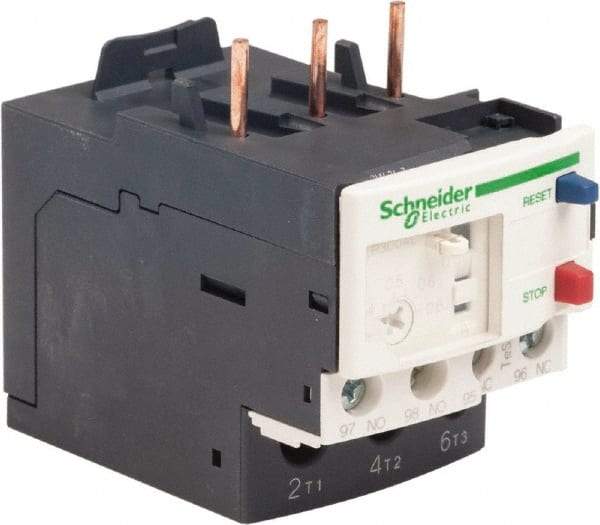 Schneider Electric - 3 Pole, NEMA Size 00-1, 0.4 to 0.63 Amp, 690 VAC, Thermal NEMA Overload Relay - Trip Class 20, For Use with LC1D09, LC1D12, LC1D18, LC1D25, LC1D32 and LC1D38 - Exact Tool & Supply