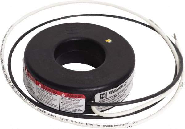 Square D - 600 Amp AC Input, 5 Amp AC Output, Panel Meter Current Transformer - Flying Lead Terminal, For Use with Ammeter, Solid State Transducer - Exact Tool & Supply