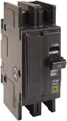 Square D - 40 Amp, 120/240 VAC, 2 Pole, DIN Rail Mounted, Flush Mount, Surface Mount Miniature Circuit Breaker - Thermal Magnetic Trip, 10 kA at 120/240 VAC Breaking Capacity, 14-2 (Aluminum), 14-2 (Copper) AWG, 74mm Deep x 103mm High x 19mm Wide - Exact Tool & Supply