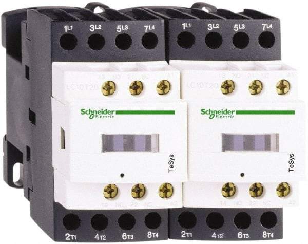 Schneider Electric - 4 Pole, 24 Coil VAC at 50/60 Hz, 20 Amp at 440 VAC, Reversible IEC Contactor - Bureau Veritas, CCC, CSA, CSA C22.2 No. 14, DNV, EN/IEC 60947-4-1, EN/IEC 60947-5-1, GL, GOST, LROS, RINA, RoHS Compliant, UL 508, UL Listed - Exact Tool & Supply