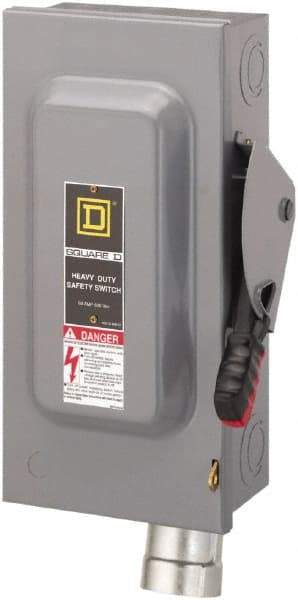 Square D - 60 Amp, 600 VAC, 3 Pole Fused Safety Switch - NEMA 1, 50 hp at 600 VAC (Triple Phase) - Exact Tool & Supply