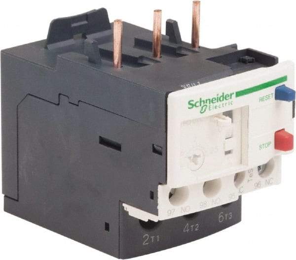 Schneider Electric - 3 Pole, NEMA Size 00-1, 1.6 to 2.5 Amp, 690 VAC, Thermal NEMA Overload Relay - Trip Class 20, For Use with LC1D09, LC1D12, LC1D18, LC1D25, LC1D32 and LC1D38 - Exact Tool & Supply