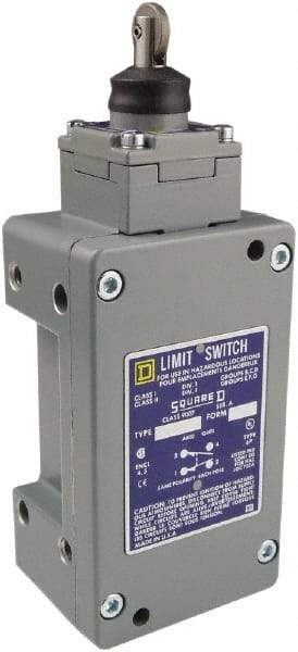 Square D - DPDT, 2NC/2NO, 600 Volt Screw Terminal, Roller Plunger Actuator, General Purpose Limit Switch - 1, 2, 4, 6, 12, 13, 6P NEMA Rating, IP67 IPR Rating - Exact Tool & Supply