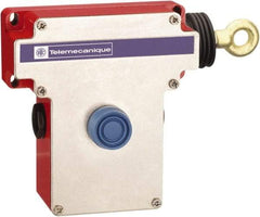 Telemecanique Sensors - 10 Amp, 2NO/2NC Configuration, Rope Operated Limit Switch - Pushbutton Reset, Rope Pull, No Pilot Light, 300 VAC - Exact Tool & Supply
