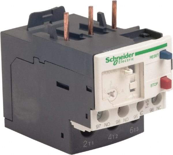 Schneider Electric - 3 Pole, NEMA Size 00-1, 2.5 to 4 Amp, 690 VAC, Thermal NEMA Overload Relay - Trip Class 20, For Use with LC1D09, LC1D12, LC1D18, LC1D25, LC1D32 and LC1D38 - Exact Tool & Supply