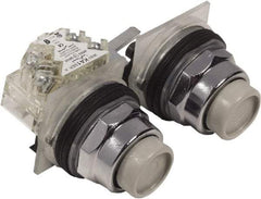 Schneider Electric - 30mm Mount Hole, Extended Straight, Pushbutton Switch with Contact Block - Multicolored Pushbutton, Maintained (MA) - Exact Tool & Supply