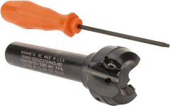 Kennametal - 1.518" Cut Diam, 0.064" Max Depth, 3/4" Shank Diam, Cylindrical Shank Indexable High-Feed End Mill - Screw Holding Method, HNGJ0604ANENLD Insert, KSHR Toolholder, Through Coolant - Exact Tool & Supply