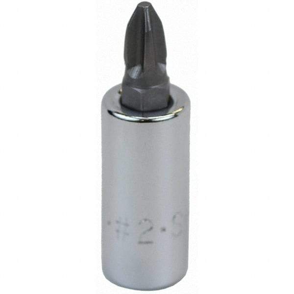SK - Screwdriver & Drag Link Sockets - 3/8"DR #2 CHRM PHILLIPS SCRDRVR SCKT BIT - Exact Tool & Supply