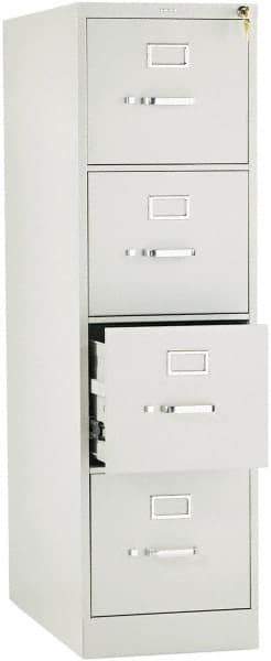 Hon - 15" Wide x 52" High x 26-1/2" Deep, 4 Drawer Vertical File with Lock - Steel, Light Gray - Exact Tool & Supply