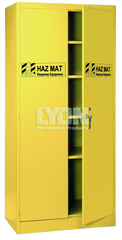 HazMat Cabinet - #5460HM - 36 x 24 x 78" - Setup with 4 shelves - Yellow only - Exact Tool & Supply