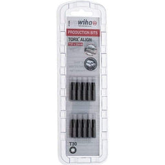 Wiha - 1/4" Drive T30 Torx Screwdriver Bit - 1" OAL, Insert Bit - Exact Tool & Supply