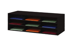 Durham - 38" Wide x 14" High x 16" Deep Steel Literature Holder - 9 Compartments, Black, 11" Wide x 3" High x 11-5/8" Deep Compartment - Exact Tool & Supply