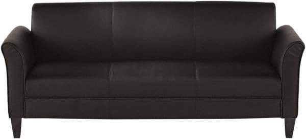 ALERA - Black Leather Guest Sofa - 77" Wide x 32" High - Exact Tool & Supply