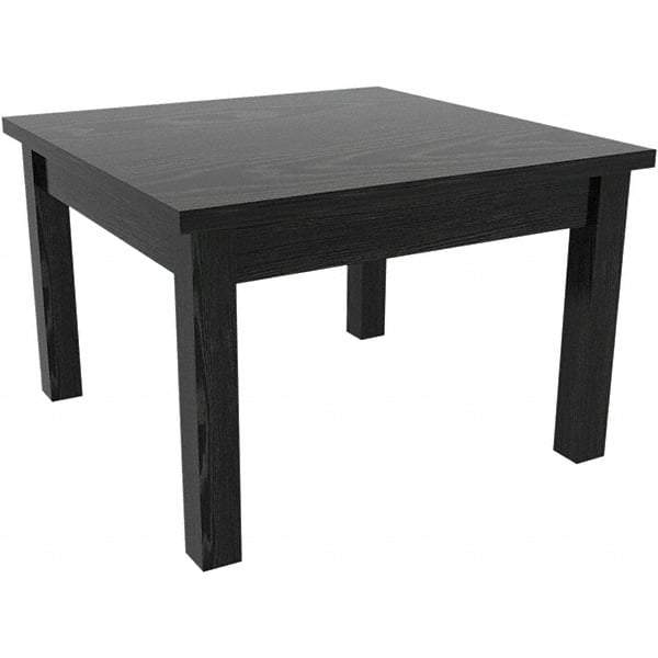 ALERA - 20" Long x 23.63" Wide x 20.38" High Stationary Reception Table - 1" Thick, Black, Wood Grain Laminate - Exact Tool & Supply