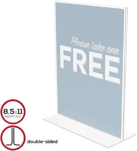 Deflect-o - 8-1/2" Wide x 11" High Sign Compatiblity, Plastic Sign Holder - Clear, 11" Holder Height - Exact Tool & Supply