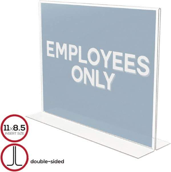 Deflect-o - 11" Wide x 8-1/2" High Sign Compatiblity, Plastic Sign Holder - Clear, 8-1/2" Holder Height - Exact Tool & Supply