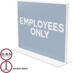 Deflect-o - 11" Wide x 8-1/2" High Sign Compatiblity, Plastic Sign Holder - Clear, 8-1/2" Holder Height - Exact Tool & Supply