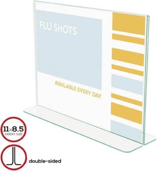 Deflect-o - 11" Wide x 8-1/2" High Sign Compatiblity, Plastic Sign Holder - Clear, 8-1/2" Holder Height - Exact Tool & Supply