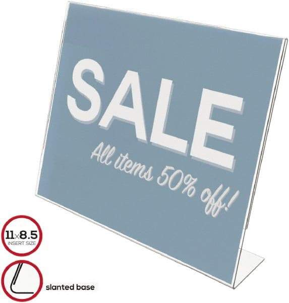 Deflect-o - 11" Wide x 8-1/2" High Sign Compatiblity, Plastic Sign Holder - Clear, 8-1/2" Holder Height - Exact Tool & Supply