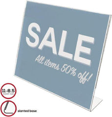 Deflect-o - 11" Wide x 8-1/2" High Sign Compatiblity, Plastic Sign Holder - Clear, 8-1/2" Holder Height - Exact Tool & Supply