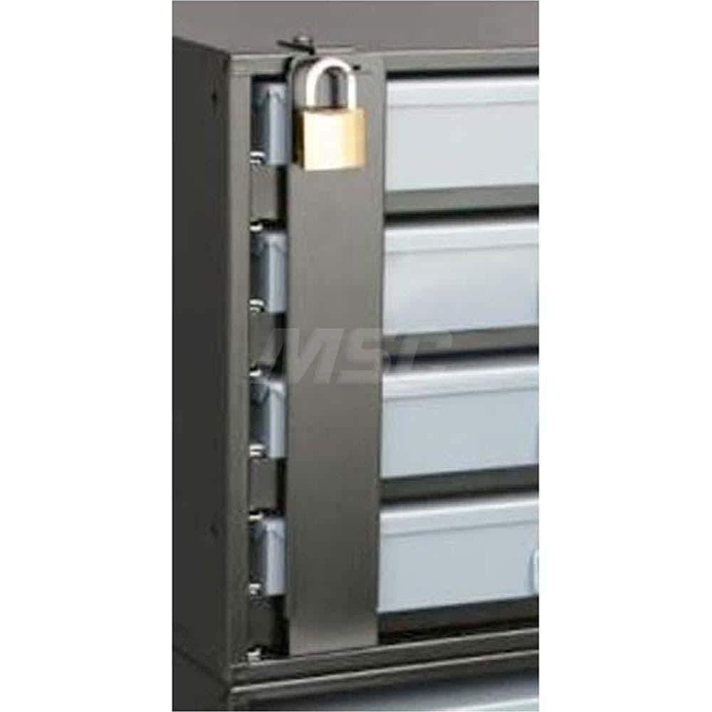 Platt & LaBonia - Cabinet Components & Accessories; Type: Lock Bar System ; For Use With: 4 Drawer Heavy-Duty & 4 Tier Racks; PL-BB-4; PL-BB-3; PL-BB-2; PL-4BB Cabinets ; Color: Black ; Material: Steel ; Width (Inch): 2-5/8 ; Depth (Inch): 1/2 - Exact Tool & Supply