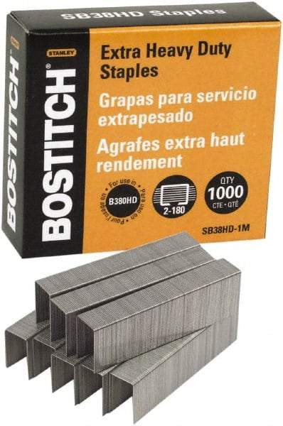 Stanley Bostitch - 0.19" Leg Length, Steel Heavy Duty Stapler Staples - 180 Sheet Capacity, For Use with Bostitch B380HD - Exact Tool & Supply