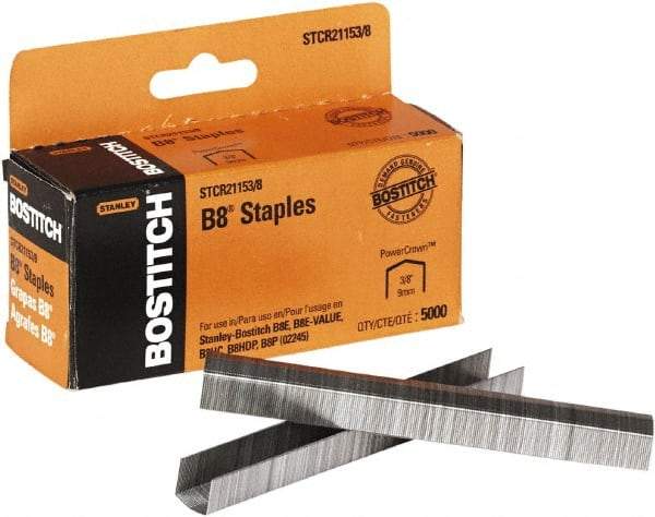 Stanley Bostitch - 0.38" Leg Length, Steel Standard Staples - 45 Sheet Capacity, For Use with Bostitch B8 Staplers - Exact Tool & Supply