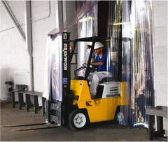 Clearway Door - 14' Door Width x 14' Door Height Flexible PVC Low Temperature/Ribbed Strip Door Kit - 12" Strip Width x 0.11" Strip Thickness, Clear, 67% Overlap - Exact Tool & Supply