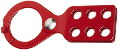 Ability One - Single Jaw, 1-1/2" Jaw Diam, 6 PadLocks, Steel Lockout Hasp - Scissor Action, Red - Exact Tool & Supply