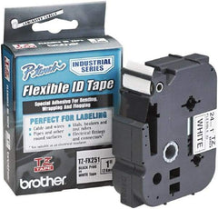 Brother - 1" Wide x 314.4" Long, White Plastic/Paper Tape Cassette - For Label Maker - Exact Tool & Supply