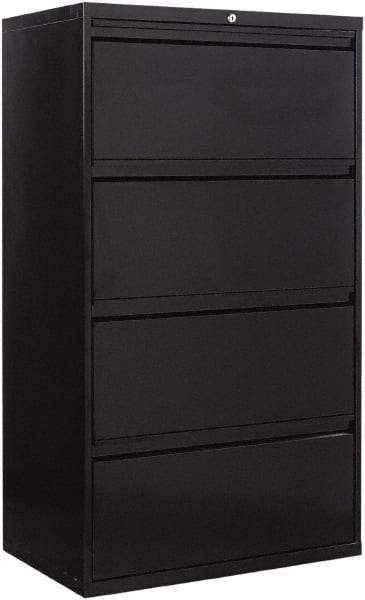 ALERA - 30" Wide x 53-1/4" High x 19-1/4" Deep, 4 Drawer Lateral File - Steel, Black - Exact Tool & Supply