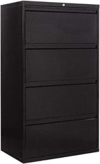 ALERA - 30" Wide x 53-1/4" High x 19-1/4" Deep, 4 Drawer Lateral File - Steel, Black - Exact Tool & Supply