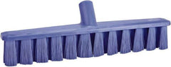 Vikan - 15.25" Combo Duty Polyester Push Broom - 1-7/8" Bristle Length, Plastic Block, European Threaded Handle Connection, Handle Sold Separately - Exact Tool & Supply