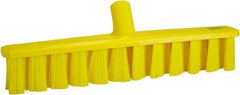 Vikan - 15.25" Combo Duty Polyester Push Broom - 1-7/8" Bristle Length, Plastic Block, European Threaded Handle Connection, Handle Sold Separately - Exact Tool & Supply
