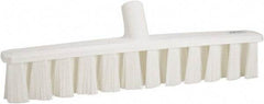 Vikan - 15.25" Fine Particle Polyester Push Broom - 1-7/8" Bristle Length, Plastic Block, European Threaded Handle Connection, Handle Sold Separately - Exact Tool & Supply