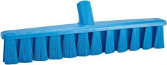 Vikan - 15.25" Fine Particle Polyester Push Broom - 1-7/8" Bristle Length, Plastic Block, European Threaded Handle Connection, Handle Sold Separately - Exact Tool & Supply